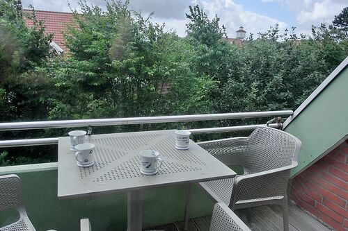 Balkon mit Blick auf den Wasserturm